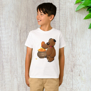Camiseta El oso amoroso de la miel adorable con la olla de 