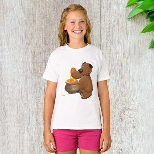 Camiseta El oso amoroso de la miel adorable con la olla de 