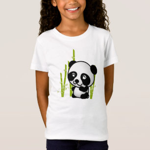 Camiseta El oso blanco y negro de panda en un bosque de bam