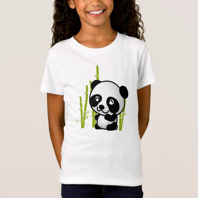 Camiseta El oso blanco y negro de panda en un bosque de bam (Anverso)
