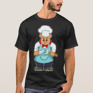 Camiseta El oso como cocinado con la horquilla de cuchillo