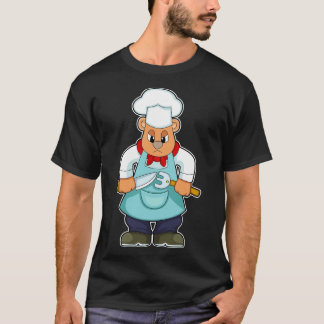 Camiseta El oso como cocinado con la horquilla de cuchillo