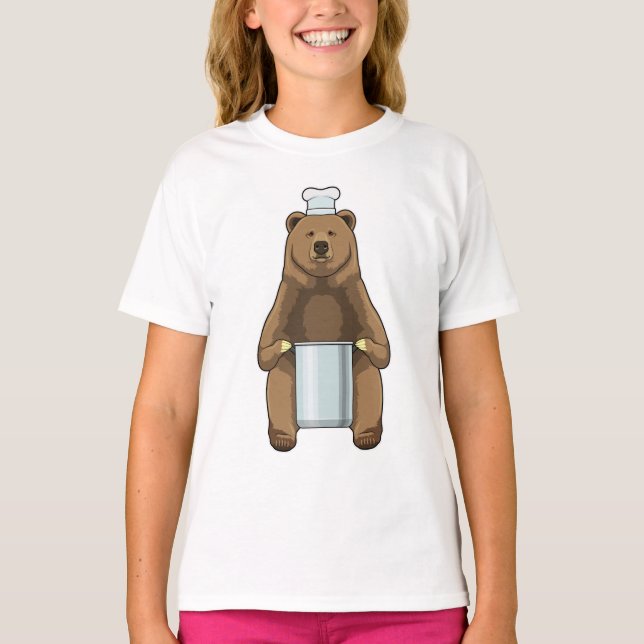 Camiseta El oso como cocinero con olla de cocina (Anverso)