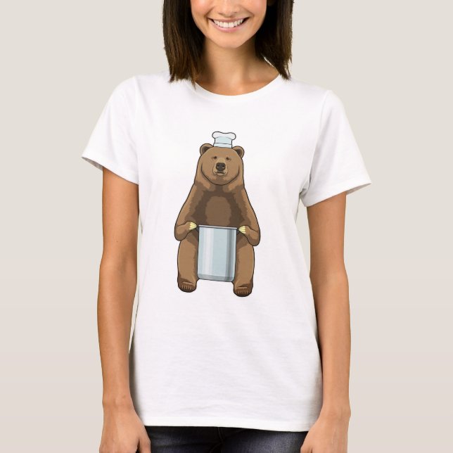 Camiseta El oso como cocinero con olla de cocina (Anverso)