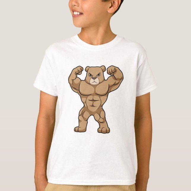 Camiseta El oso como culturista con músculos grandes (Anverso)