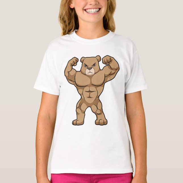 Camiseta El oso como culturista con músculos grandes (Anverso)