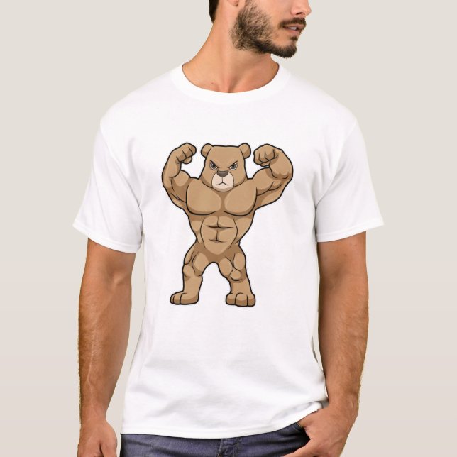 Camiseta El oso como culturista con músculos grandes (Anverso)