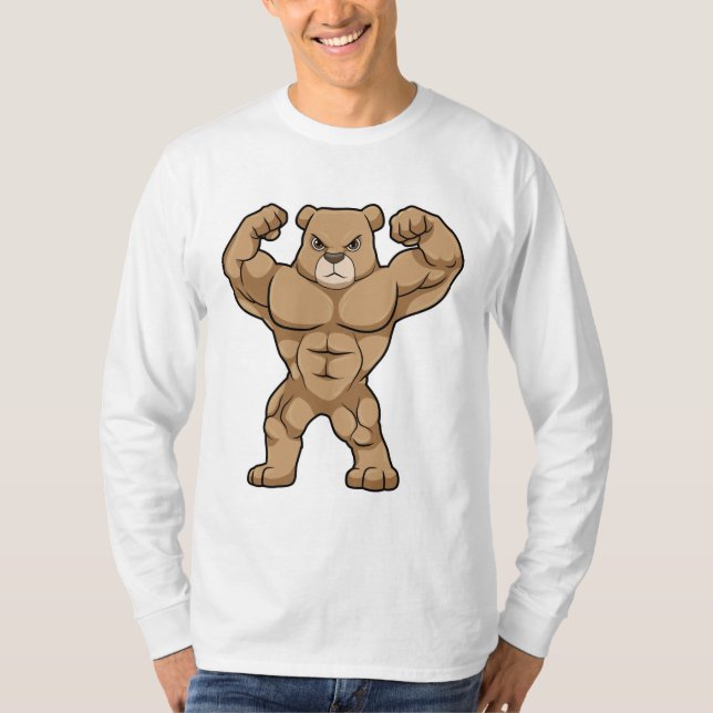 Camiseta El oso como culturista con músculos grandes (Anverso)