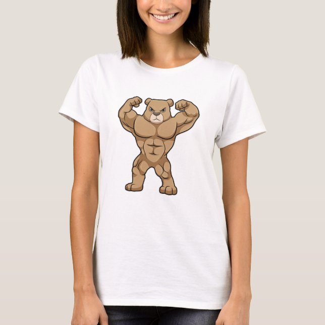 Camiseta El oso como culturista con músculos grandes (Anverso)