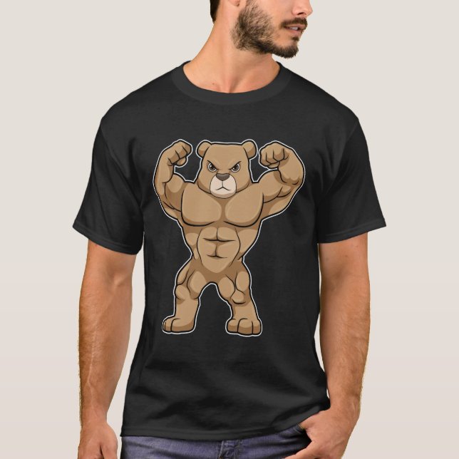 Camiseta El oso como culturista con músculos grandes (Anverso)