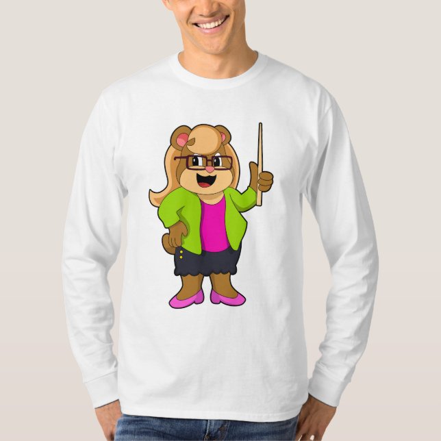 Camiseta El oso como profesor con lentes (Anverso)