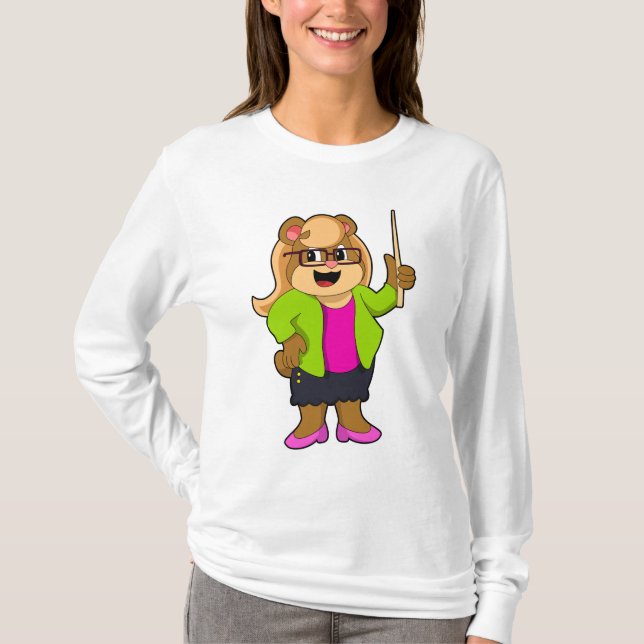 Camiseta El oso como profesor con lentes (Anverso)