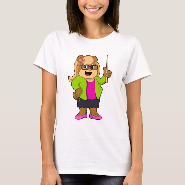 Camiseta El oso como profesor con lentes (Anverso)