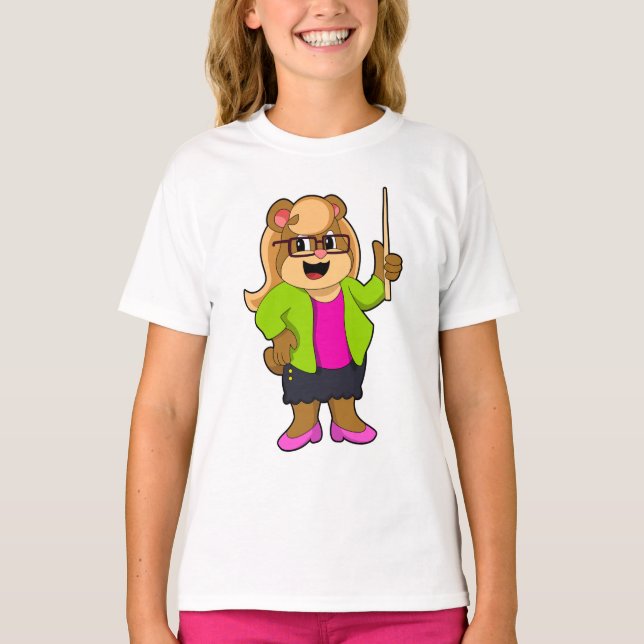 Camiseta El oso como profesor con lentes (Anverso)