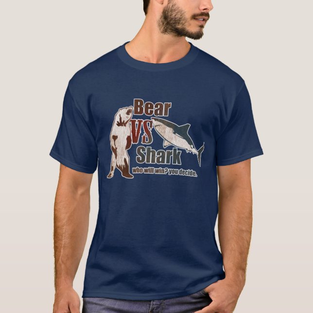 Camiseta ¿El oso contra el tiburón, quién ganará? (Anverso)