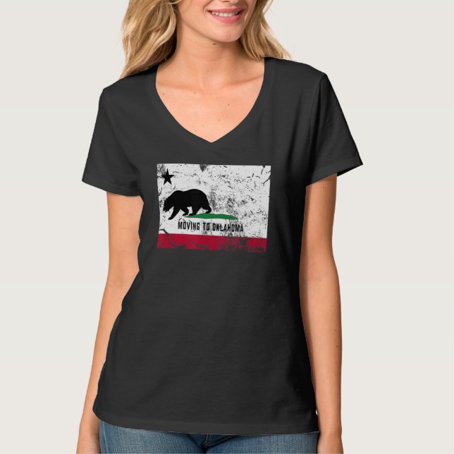 Camiseta El Oso De California Se Está Mudando A Oklahoma Ca (Anverso)