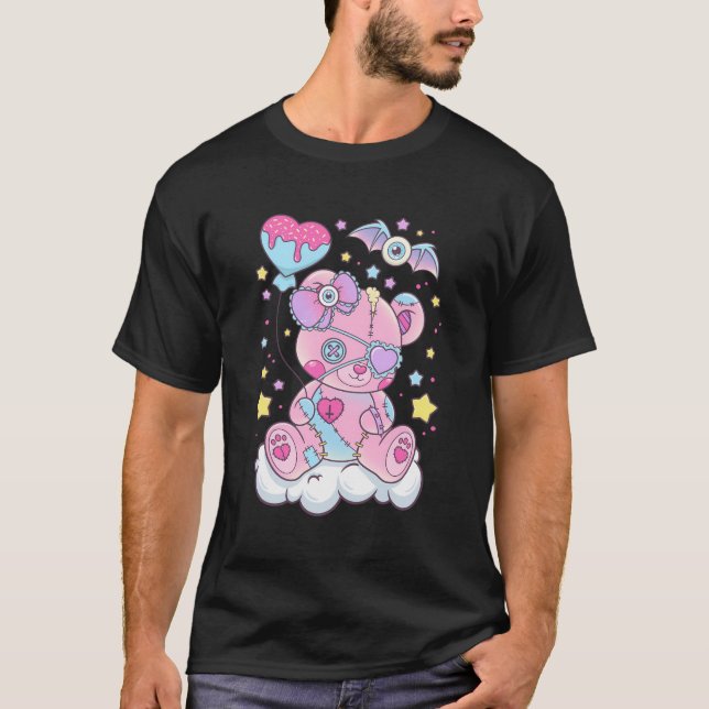 Camiseta El oso de escalofríos del Gótico Kawaii Pastel (Anverso)