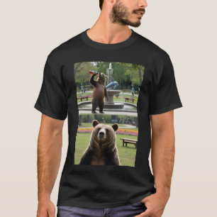 Camiseta "El oso disfruta de una pinta - Tee gráfico divert