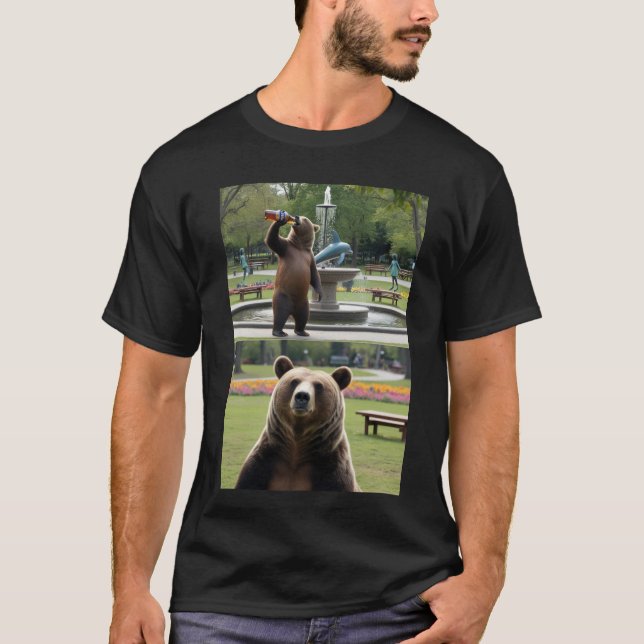 Camiseta "El oso disfruta de una pinta - Tee gráfico divert (Anverso)