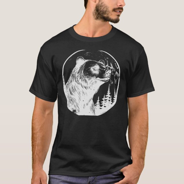 Camiseta El Oso Grizzly En La Silhouette Del Entorno Natura (Anverso)