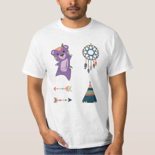 Camiseta El oso indio púrpura azote de plumas de peluche