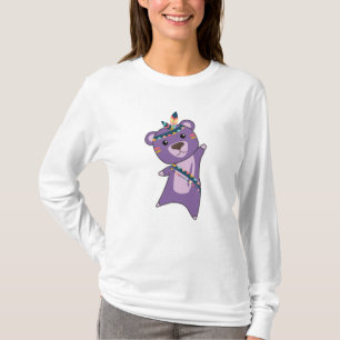 Camiseta El oso indio púrpura azote de plumas de peluche