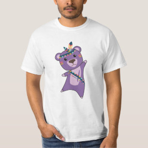 Camiseta El oso indio púrpura azote de plumas de peluche