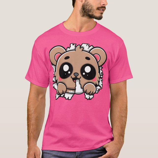 Camiseta El oso kawaii masticando a través de (Anverso)