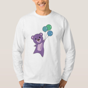 Camiseta El oso moscas moradas con globos, los animales dul