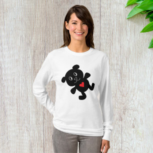 Camiseta El oso negro de peluche ama a las mujeres de manga
