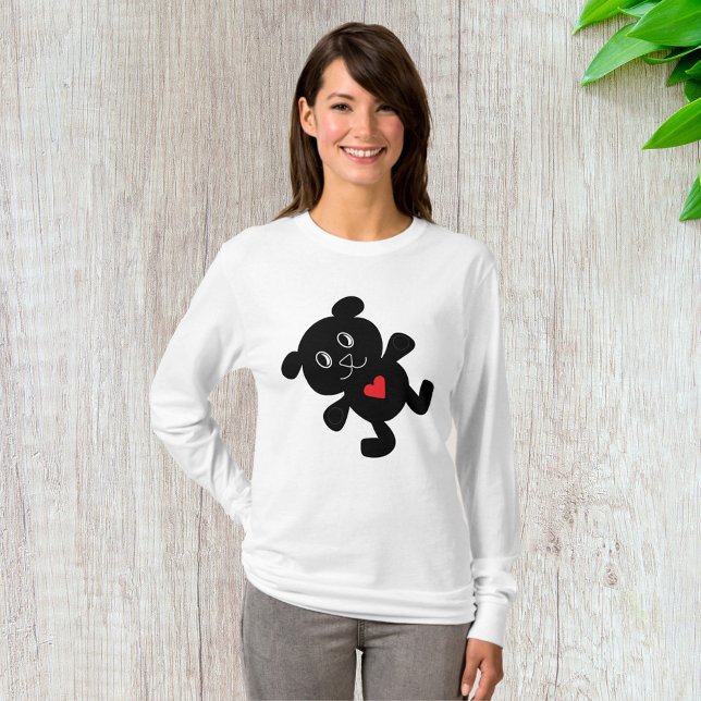 Camiseta El oso negro de peluche ama a las mujeres de manga (Subido por el creador)