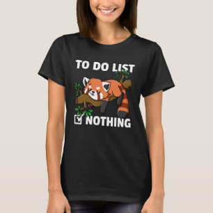 Camiseta El oso panda rojo lindo oso flojo oso gato menos