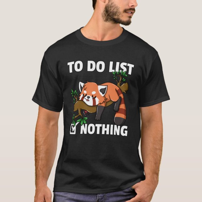 Camiseta El oso panda rojo lindo oso flojo oso gato menos (Anverso)