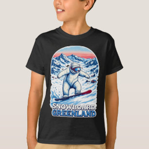 Camiseta El Oso Polar Cutáneo En El Snowboard En Groenlandi