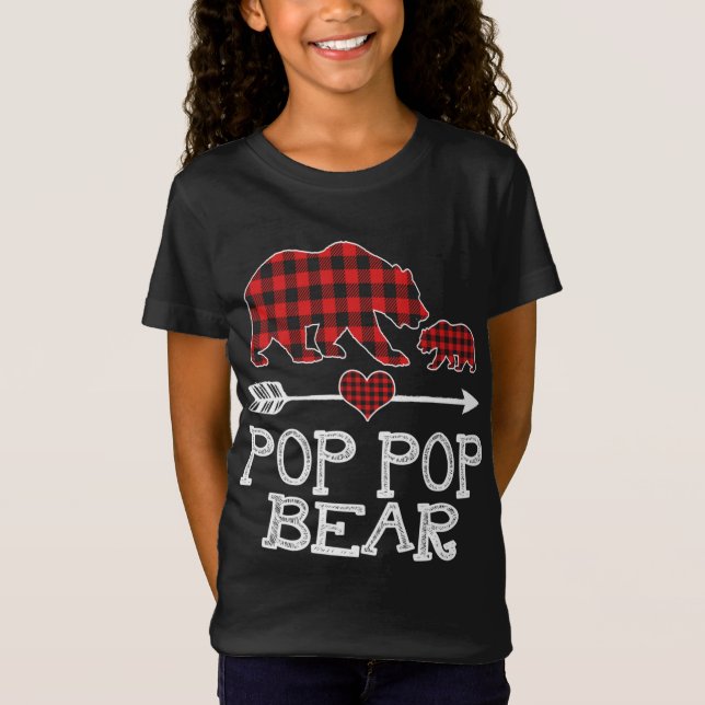 Camiseta El oso pop pop rojo con un cubo coincide con el bú (Anverso)