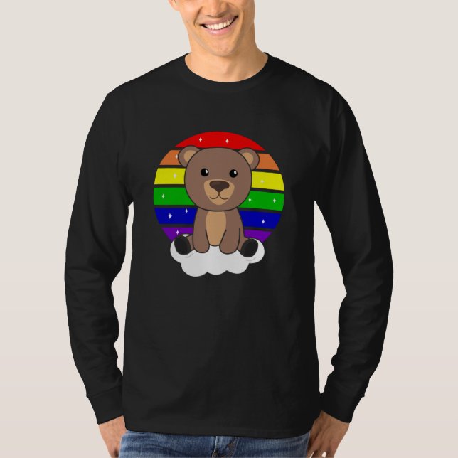 Camiseta El oso Purpurina arcoiris Kawaii tiene un oso colo (Anverso)