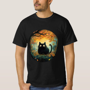 Camiseta El otoño deja a los gatos negros cómodos caer en l