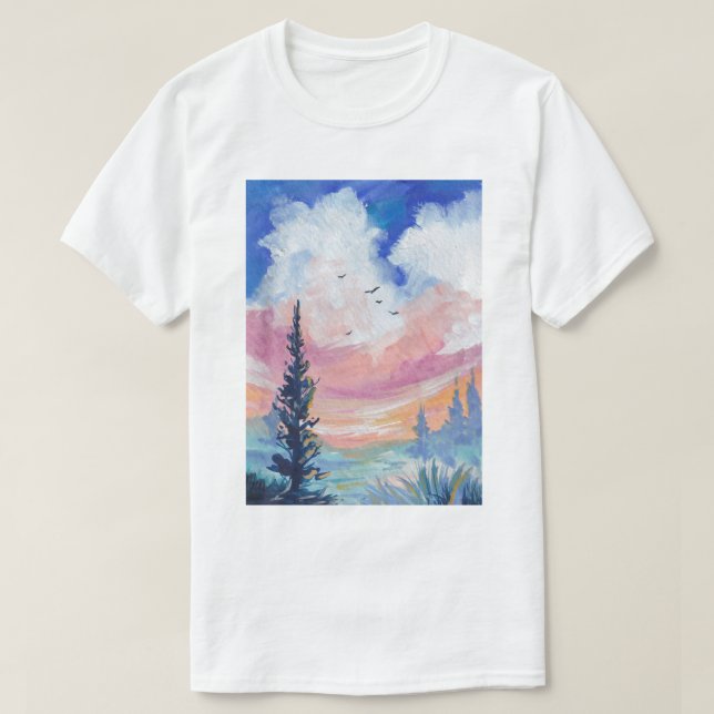 Camiseta El paisaje de Gouache, la naturaleza, el arte del  (Diseño del anverso)