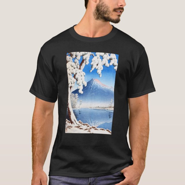 Camiseta El paisaje de invierno de la nieve del Monte Fuji  (Anverso)
