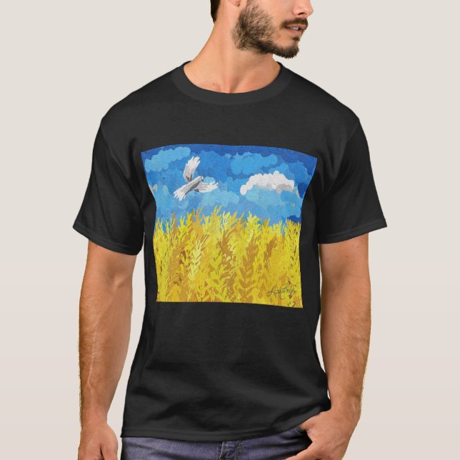 Camiseta El paisaje de la bandera de Ucrania (Anverso)