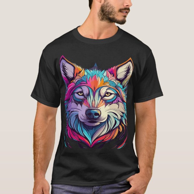 Camiseta El paisaje de la vida silvestre Mountain Wolf Face (Anverso)