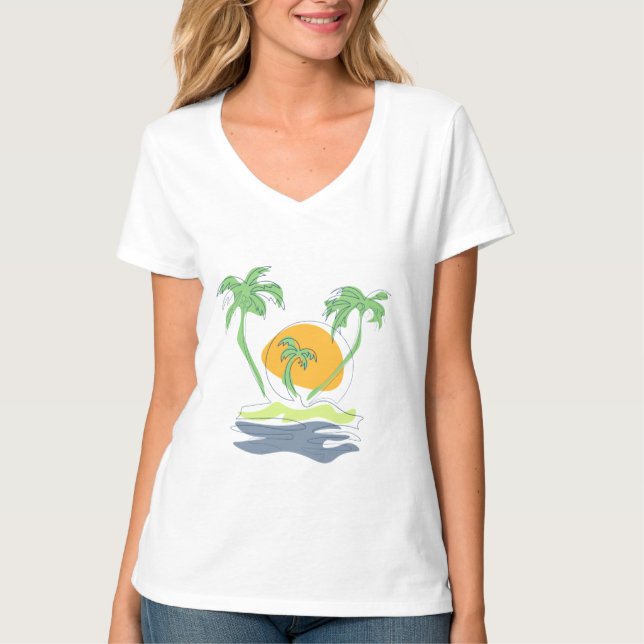 Camiseta El paisaje de las playas de las islas tropicales.  (Anverso)