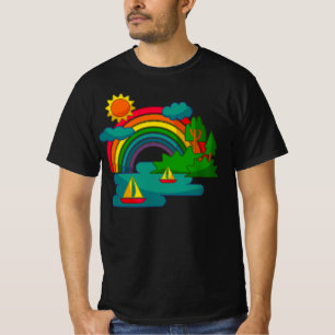 Camiseta El paisaje de los viajes en barco bajo las nubes d