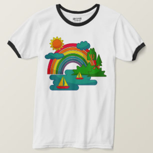 Camiseta El paisaje de los viajes en barco bajo las nubes d