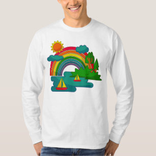 Camiseta El paisaje de los viajes en barco bajo las nubes d