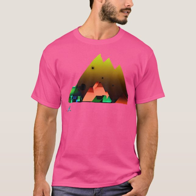 Camiseta El paisaje de senderismo y la montaña arcoiris (Anverso)