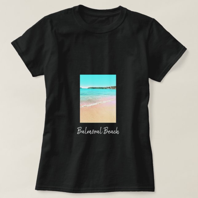 Camiseta El paisaje natural de la playa de Balmoral de Sídn (Diseño del anverso)