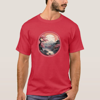 Camiseta El paisaje sakura japonés al estilo Ukiyo-e