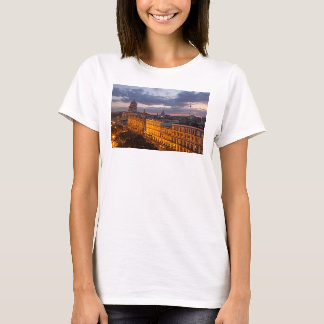 Camiseta El paisaje urbano al atardecer, La Habana, Cuba (Anverso)