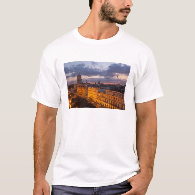 Camiseta El paisaje urbano al atardecer, La Habana, Cuba (Anverso)